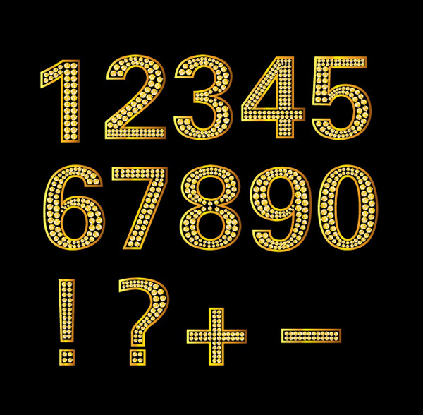 diamond letters and numbers vector gold