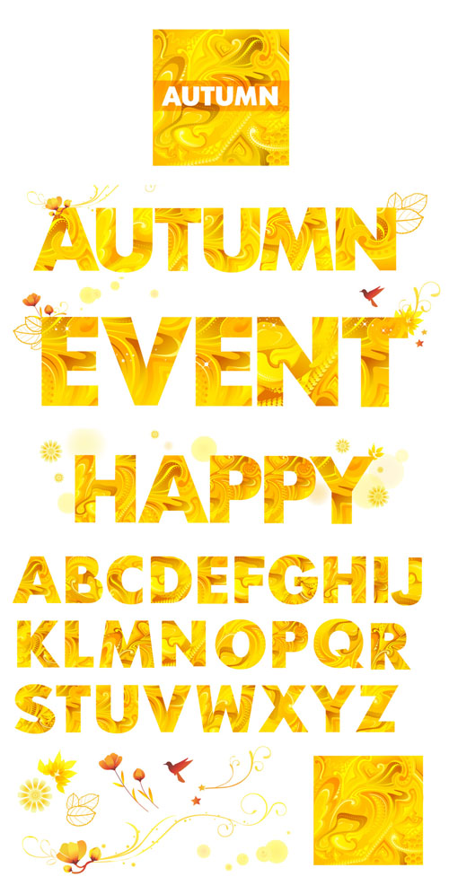 yellow autumn clip art letters