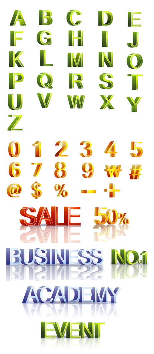 threedimensional letters and figures vector