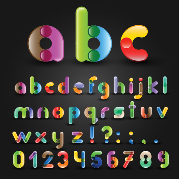 alphabet icons background colorful words numbers decoration