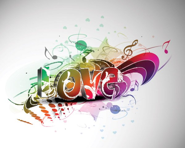 cool threedimensional vector love wordart