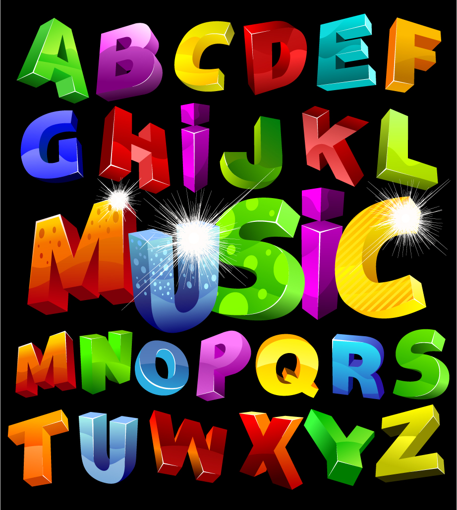 colorful threedimensional letters vector