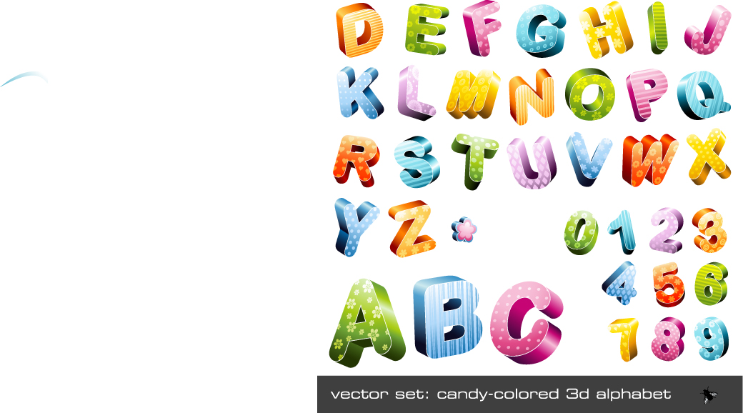 threedimensional vector cute letters