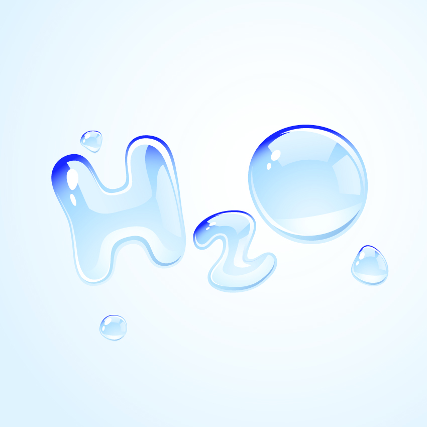 h2o shape of water droplets vector