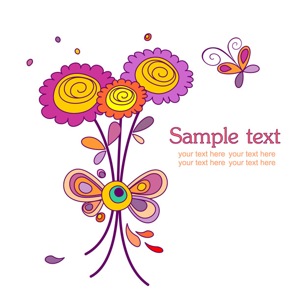 cute colorful flowers theme vector