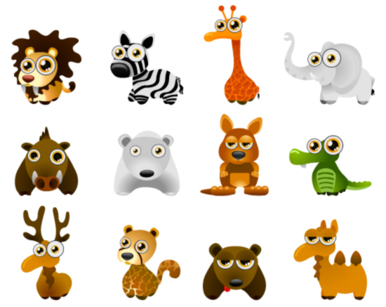 cute cartoon animals vector