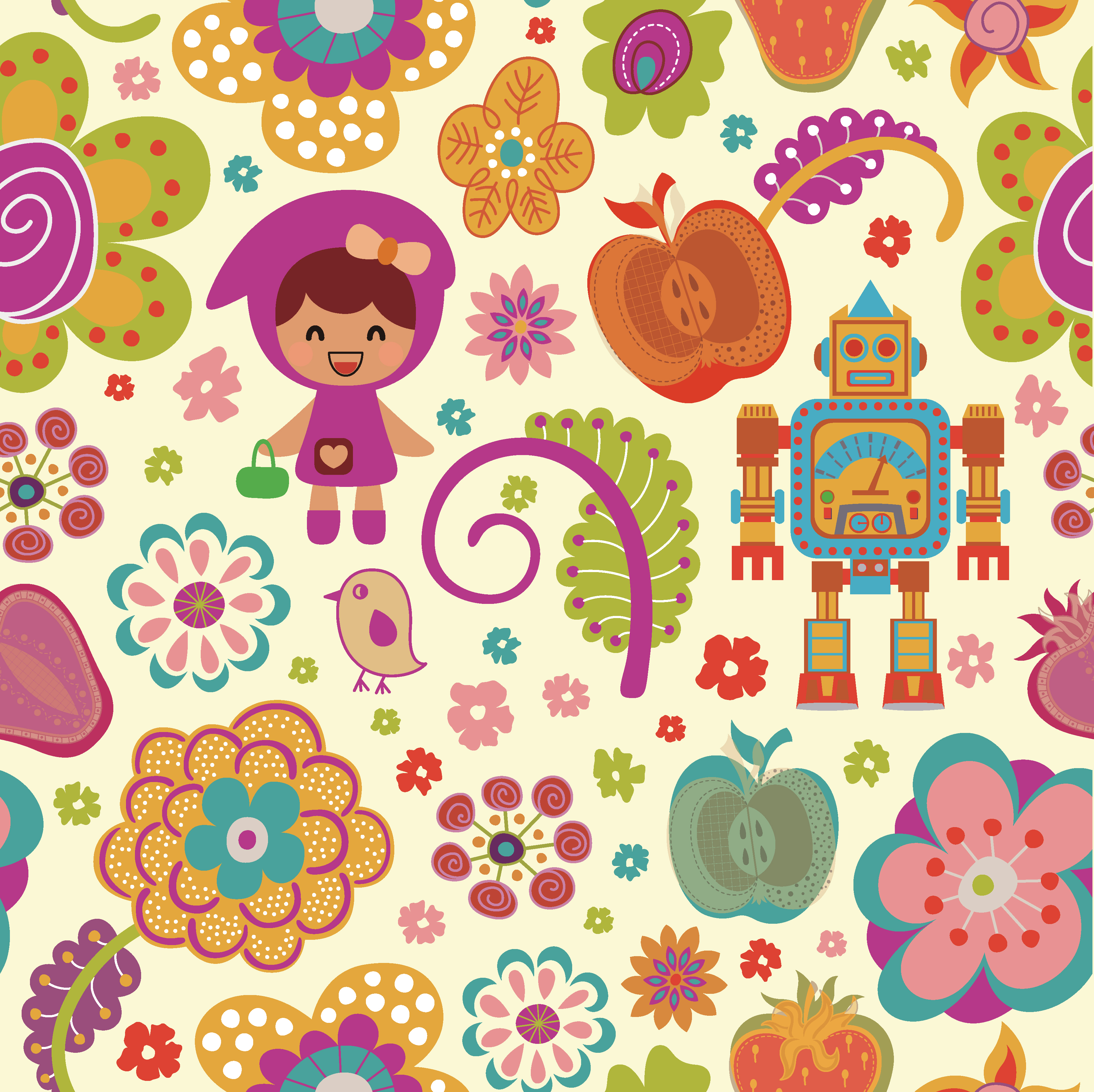 pattern vector cute cartoon flowers