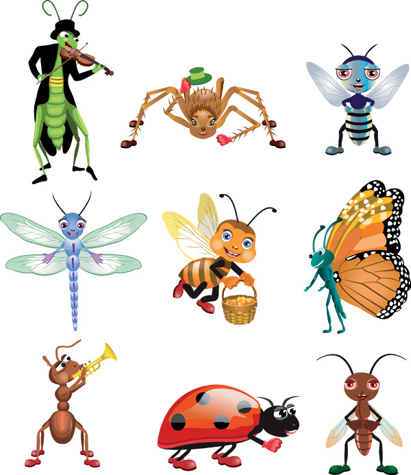 insect vector cute cartoon