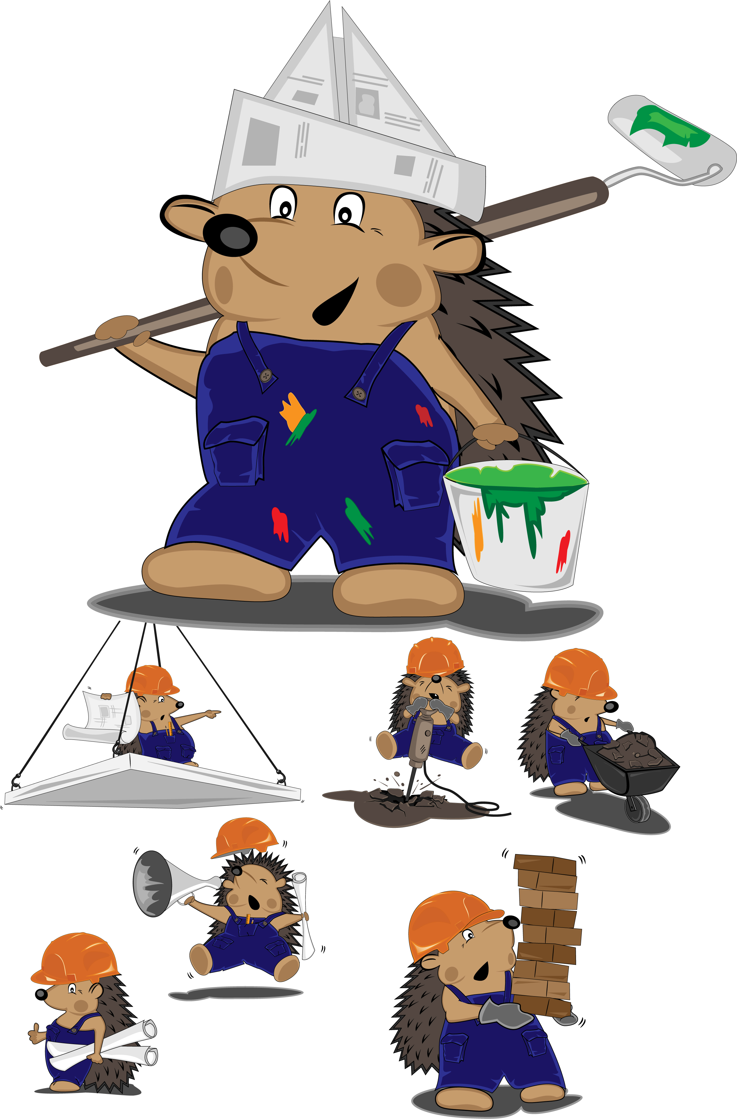 construction workers vector cute hedgehog