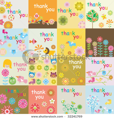 super cute thank you card vector