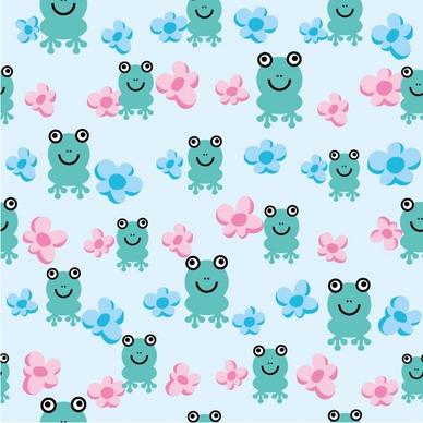 continuous background lovely vector flowers frog