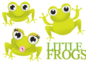 green frog with big eyes vector