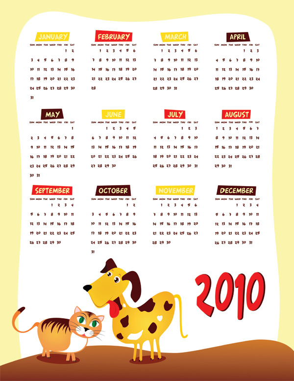 lovely 2010 calendar vector