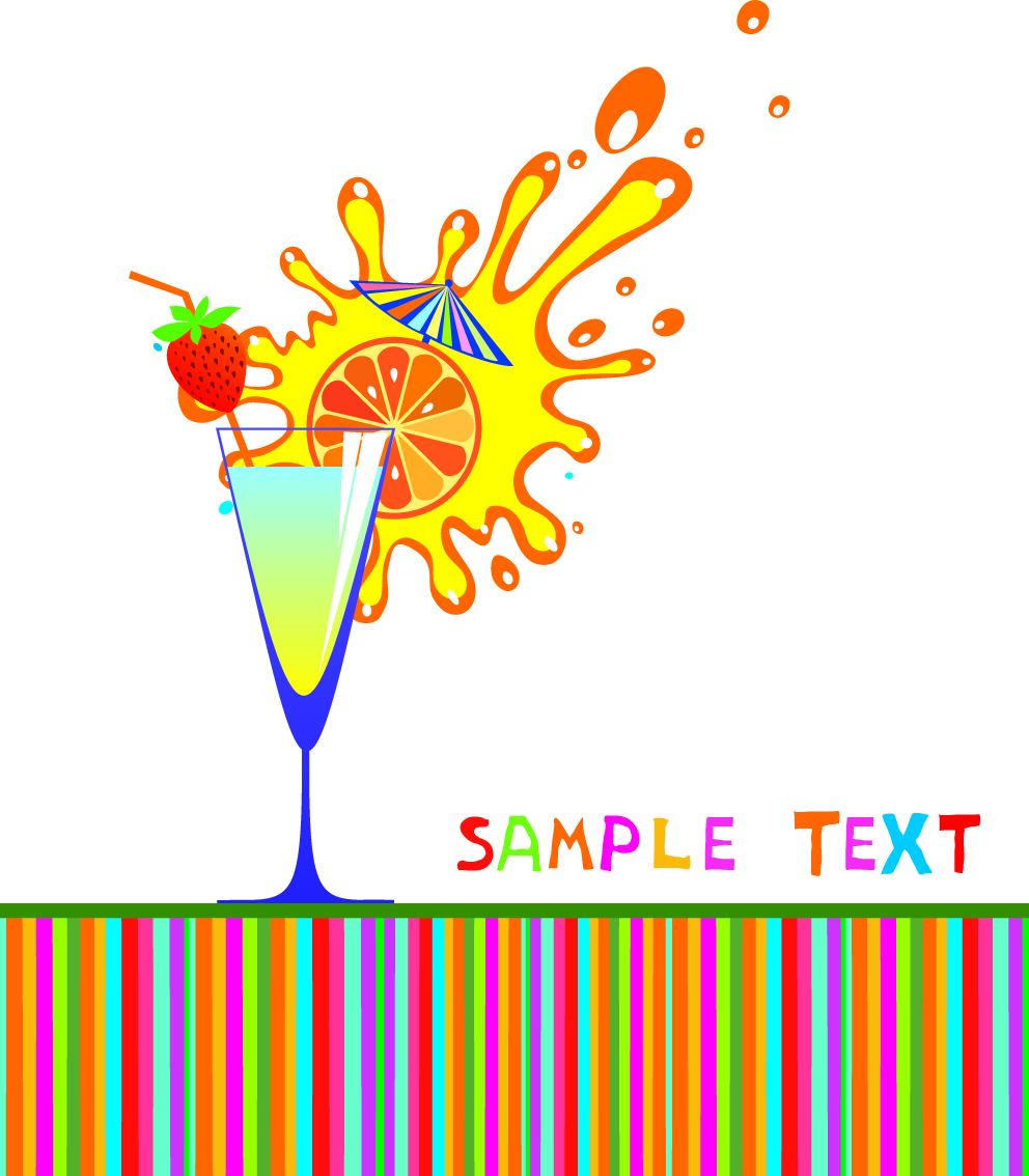 cartoon high glass and juice 02 vector