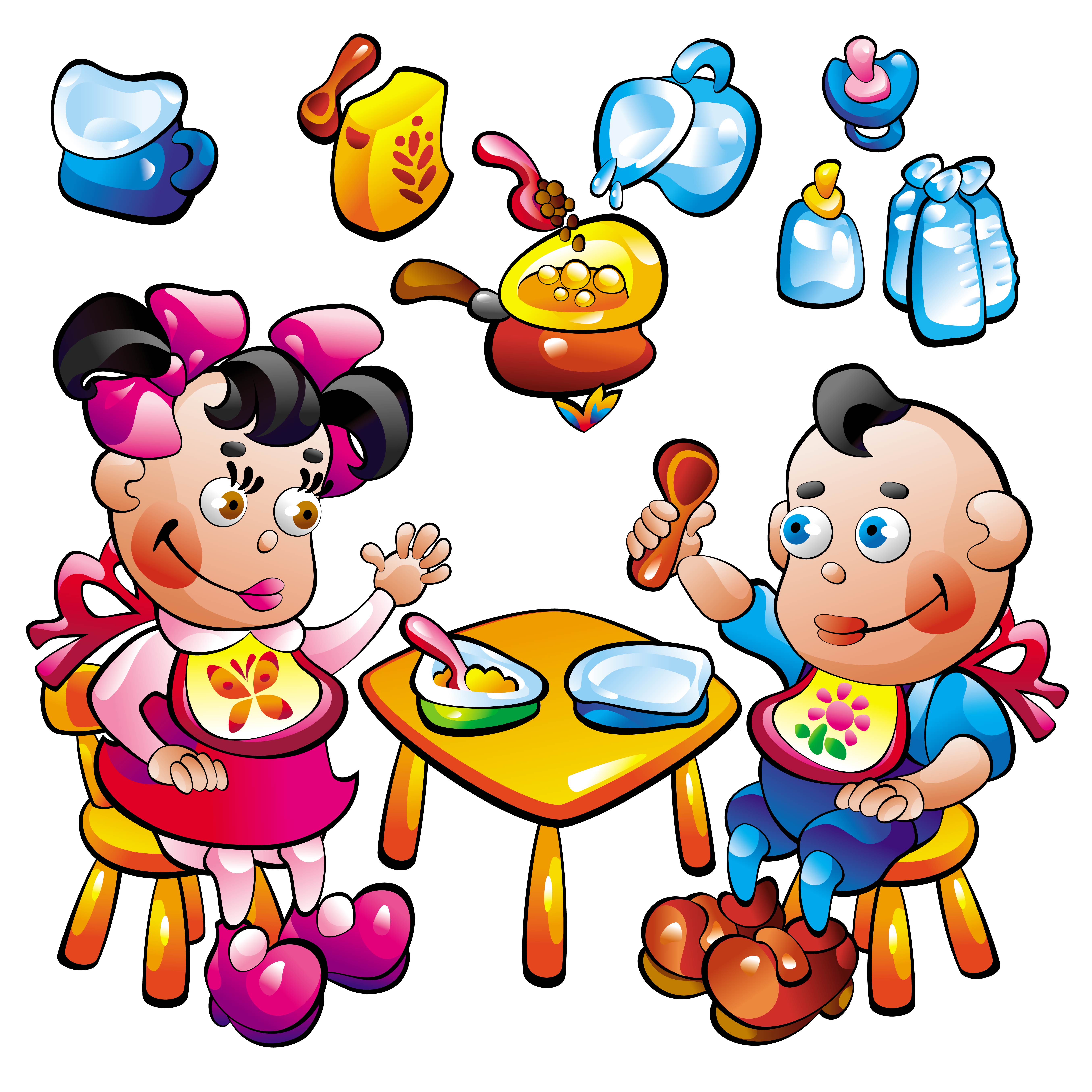 cartoon baby food toys 02 vector