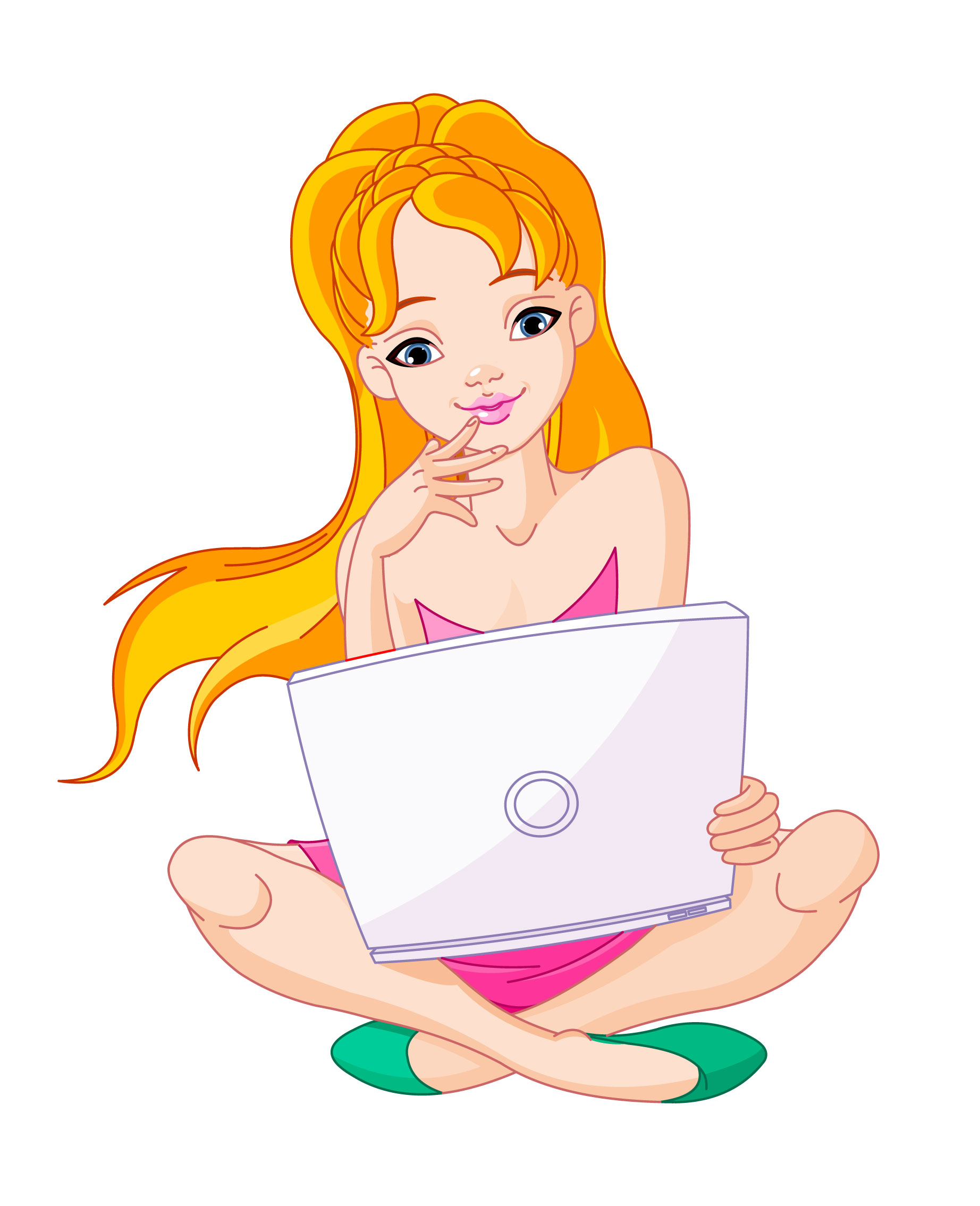 girl and computer 02 vector