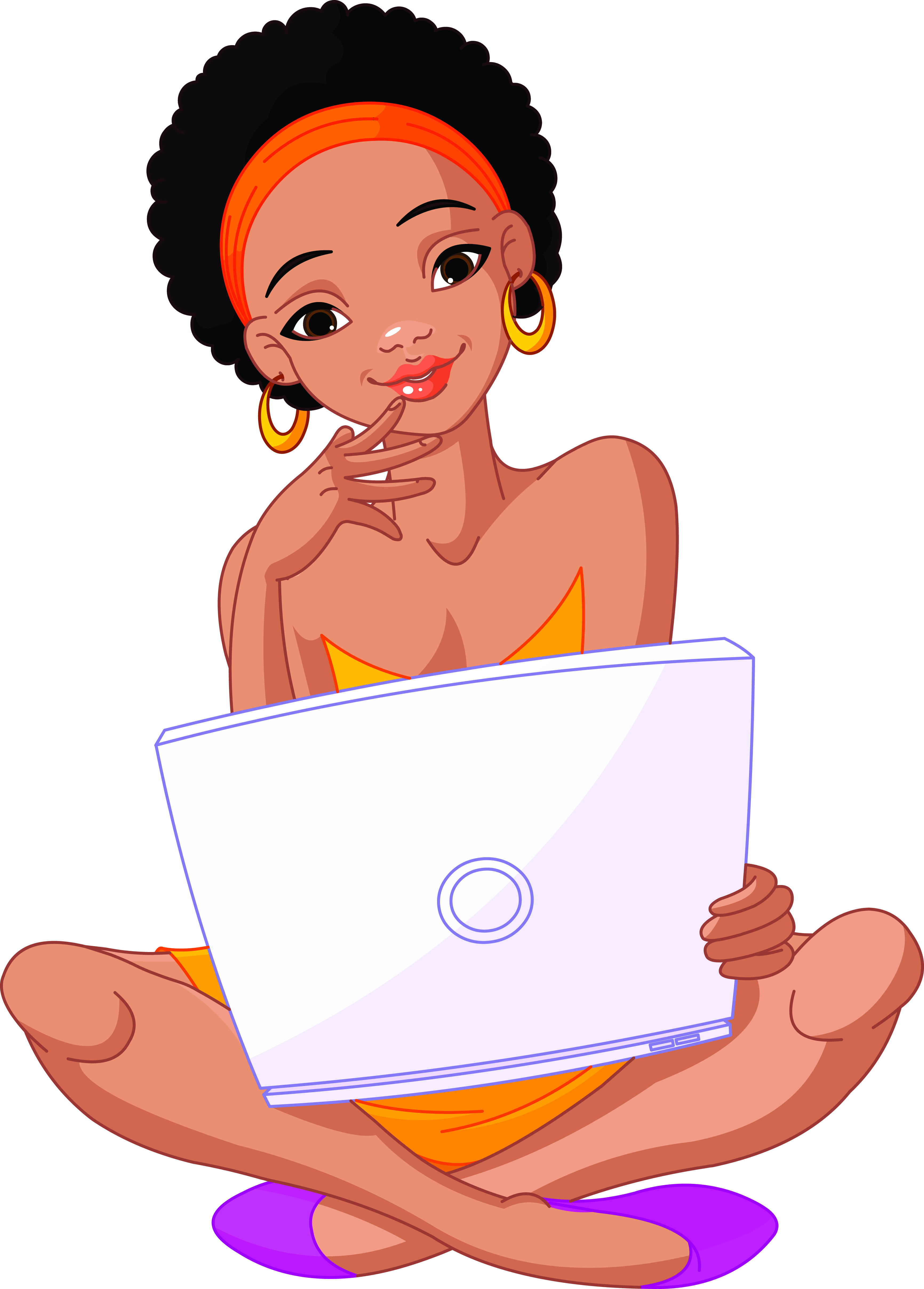 girl and computer 04 vector