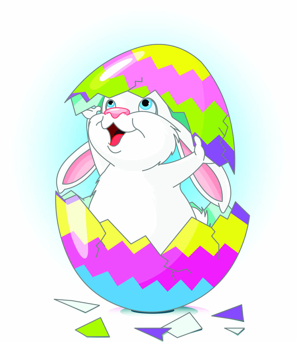 cartoon bunny and egg 02 vector