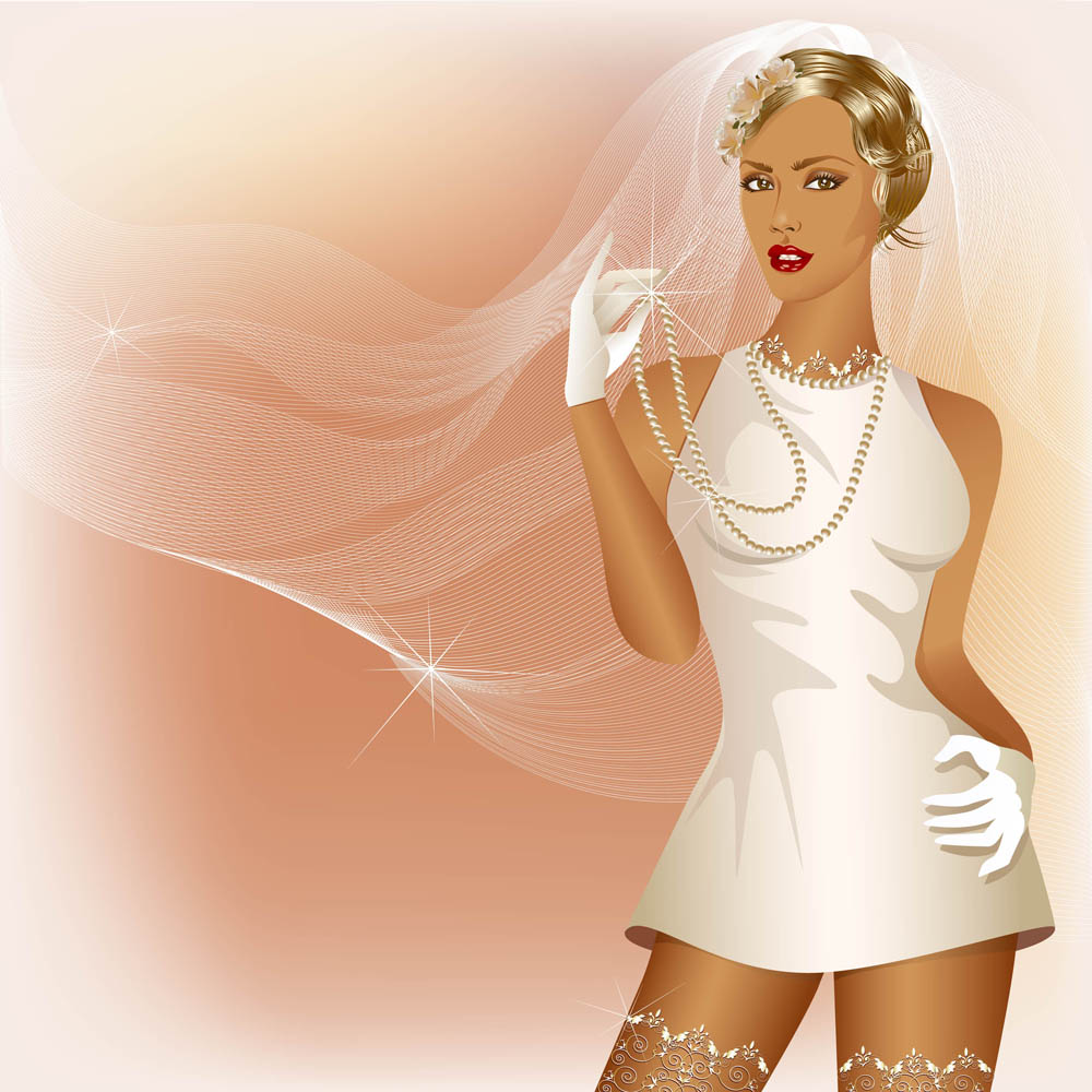 charm of the bride wedding elements 01 vector