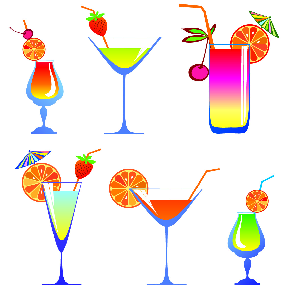 cartoon high glass and juice 01 vector