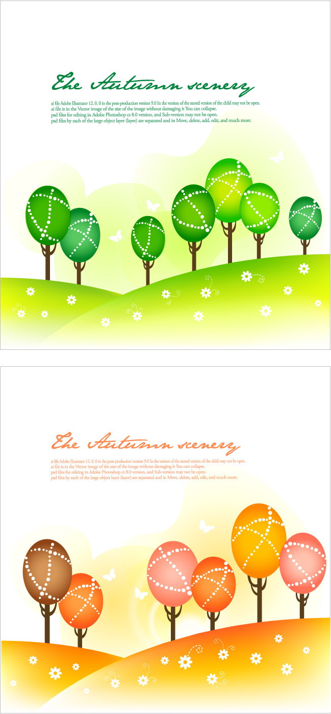 seasonal changes landscape illustrator vector 1