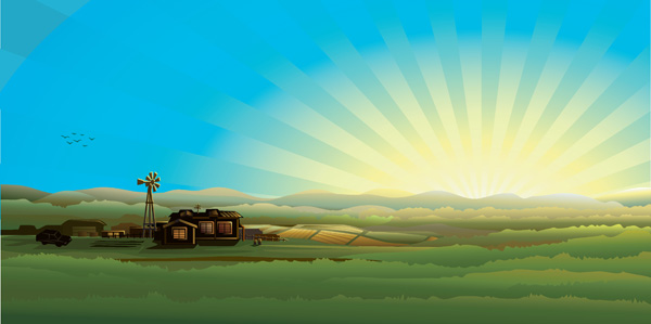 countryside scenery vector