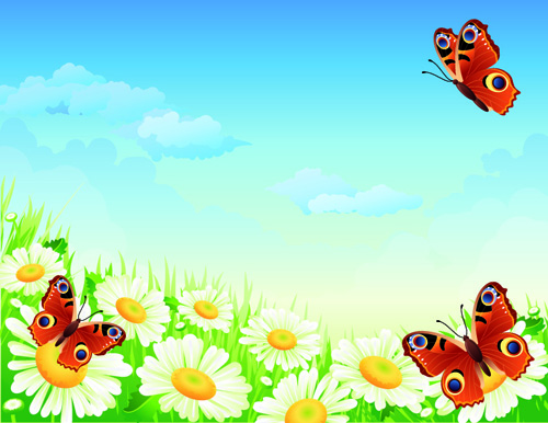 butterfly flowers vector