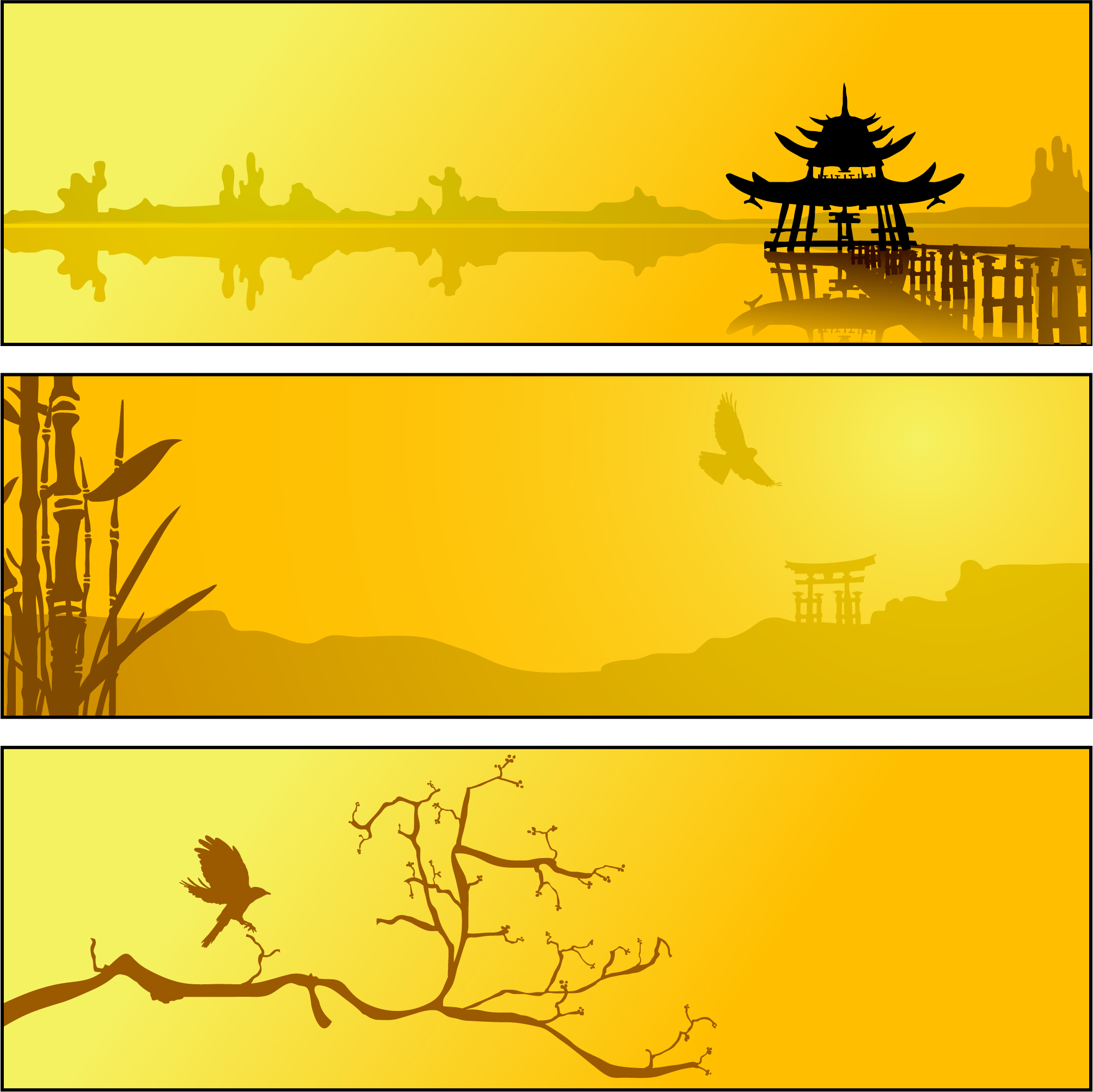 summer lake scenery silhouette vector