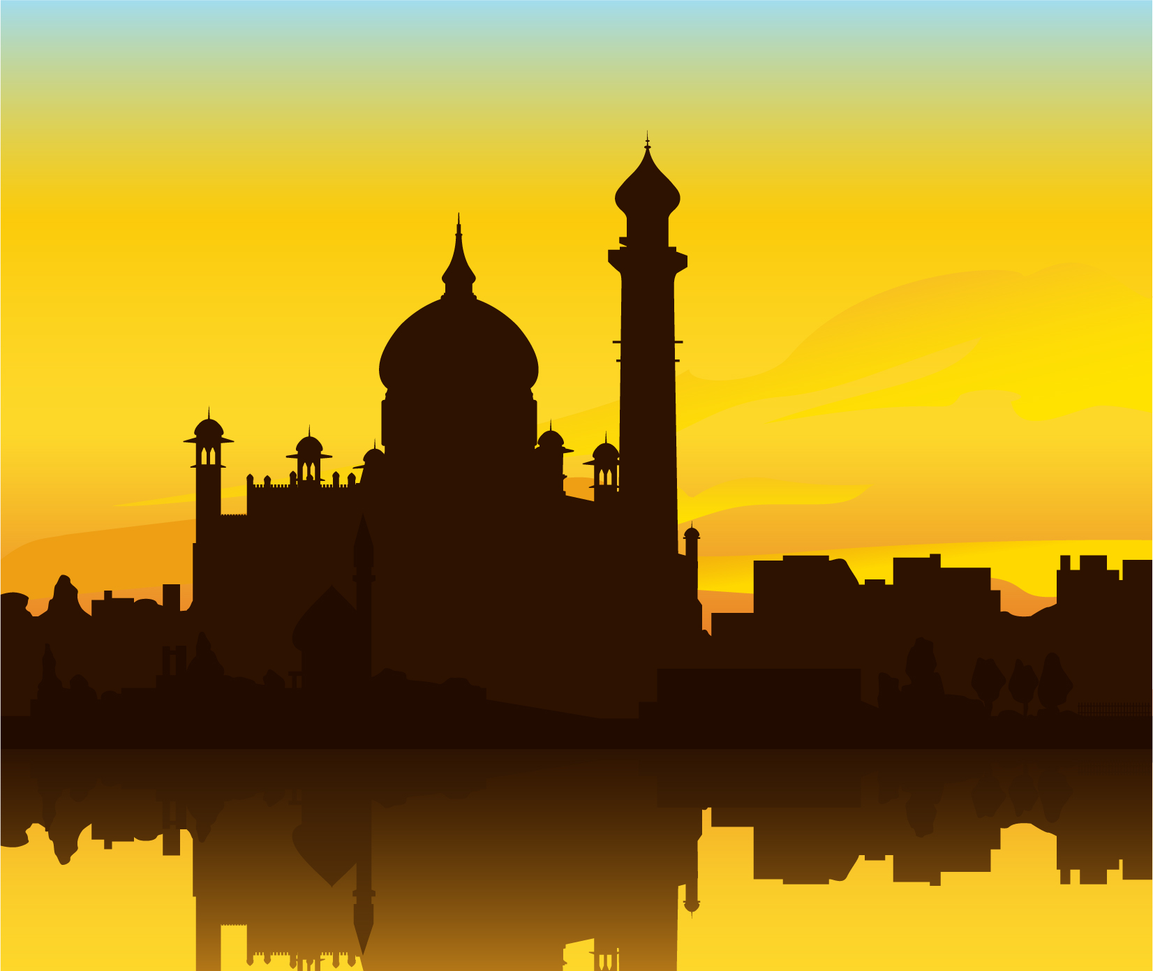 indianstyle building silhouette vector