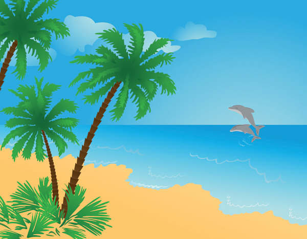 5 seaside scenery vector