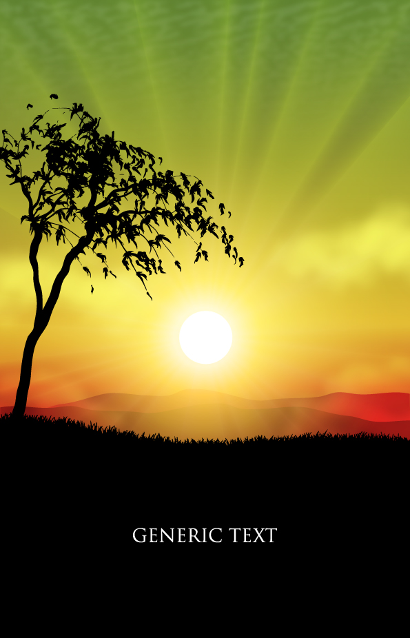 beautiful scenery silhouette vector