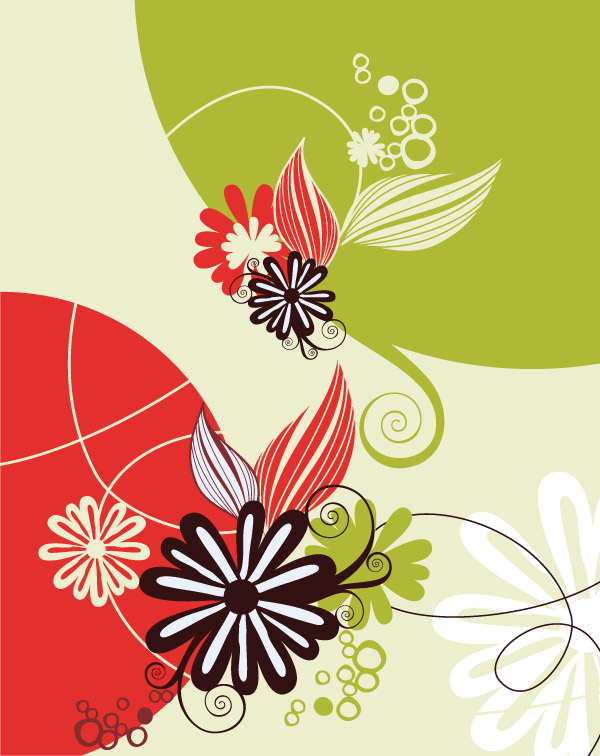 flowers background design colorful curves decoration