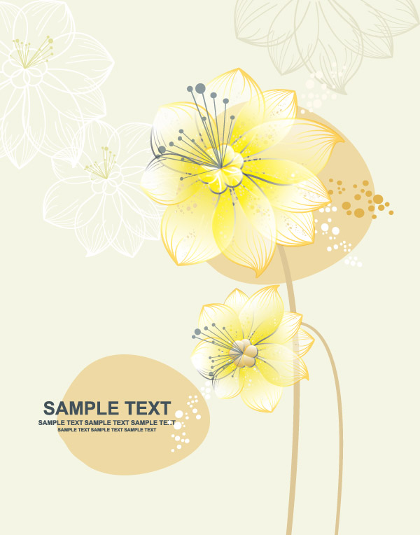 flowers background design colored decoration vignette sketch