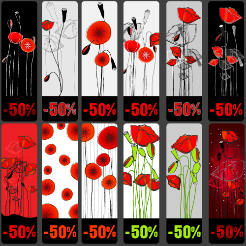 topic discount tag vector flowers