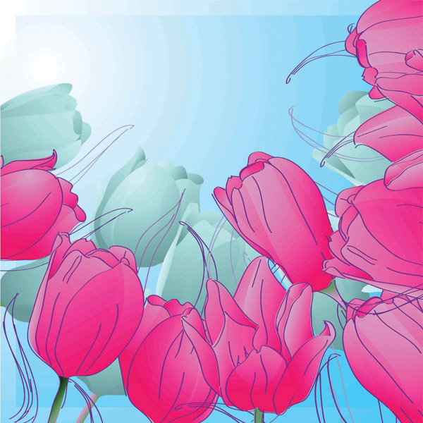 handpainted tulips vector 3