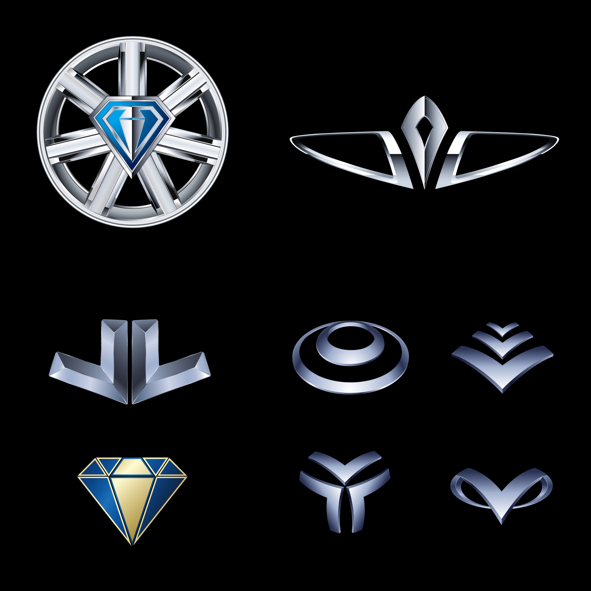 logo icons collection shiny metallic style