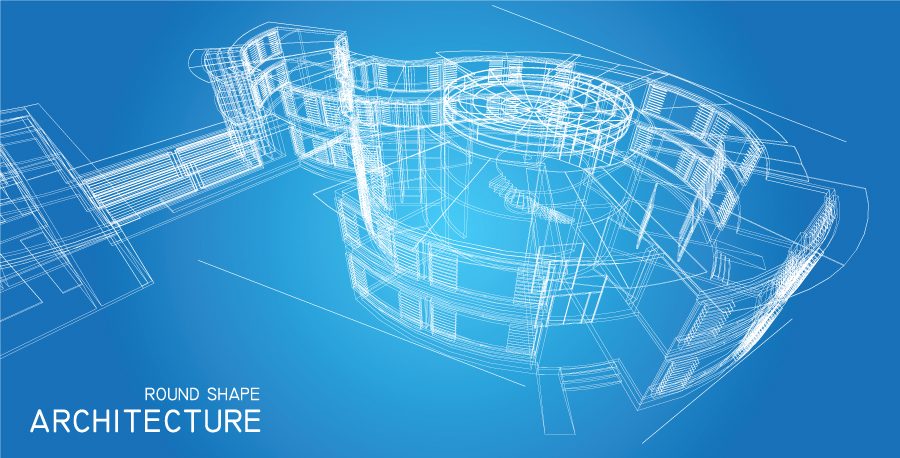 blue solid line draft map vector