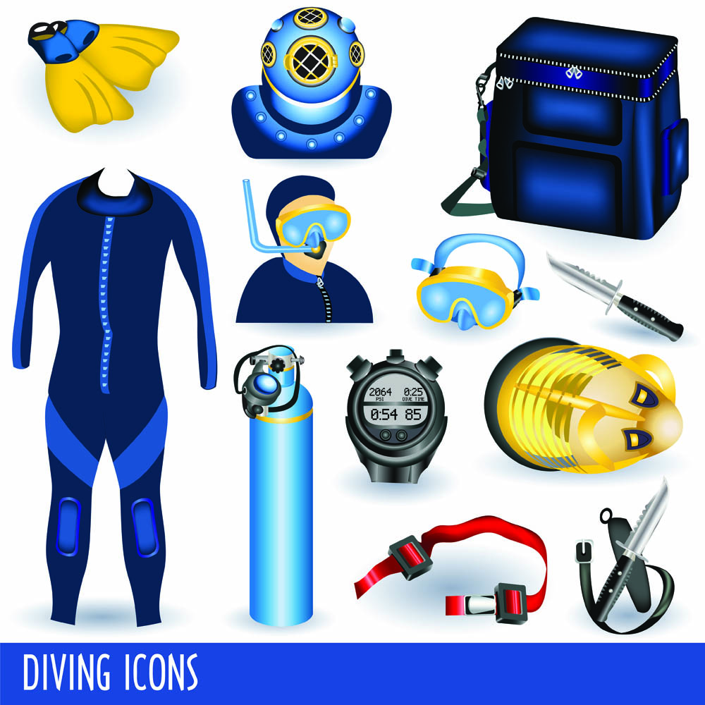 diving equipment 01 vector