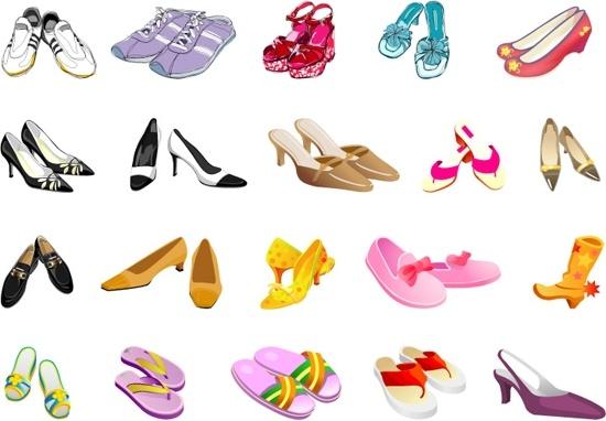 foot wears icons collection various colored types