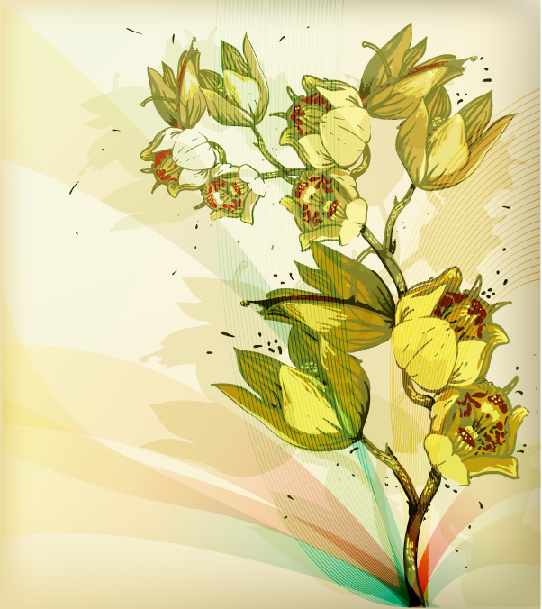 spring elegant handpainted flowers vector background