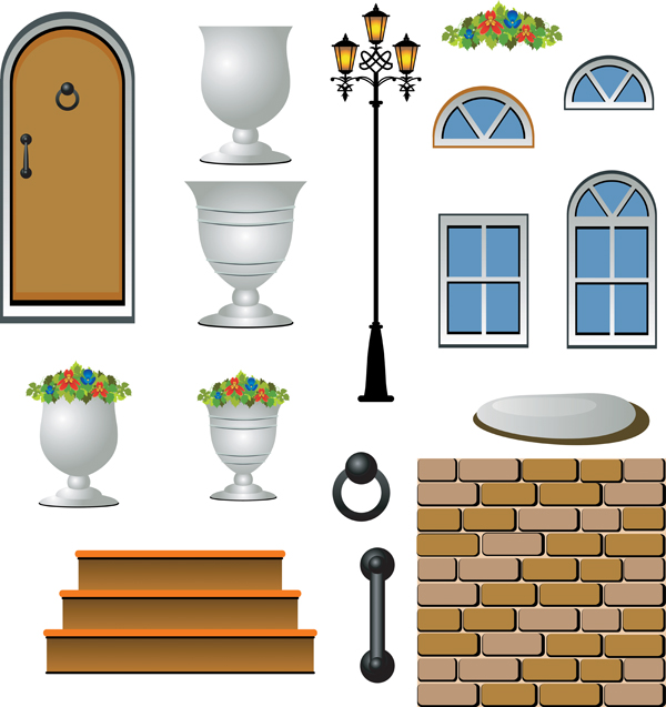 europeanstyle courtyard element vector