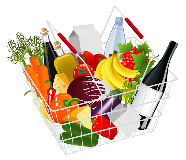 supermarket shopping theme vector