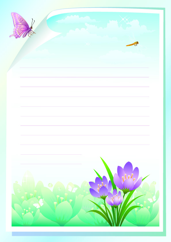 flowers stationery vector