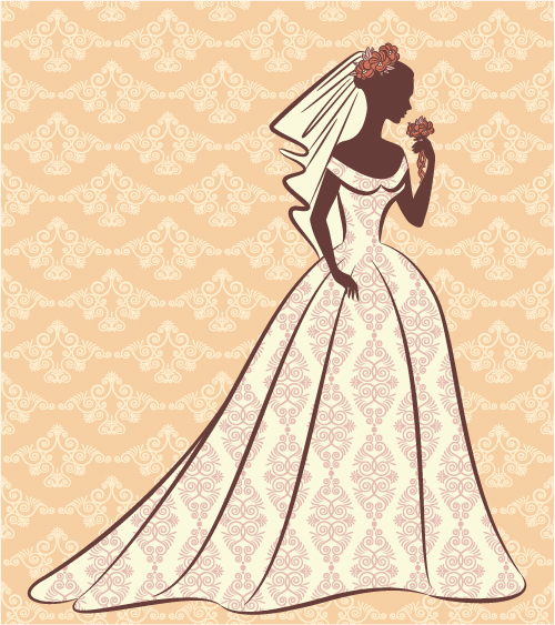 bride silhouette 01 vector