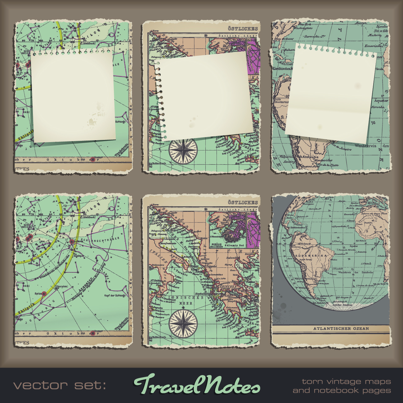 retro classic map 02 vector