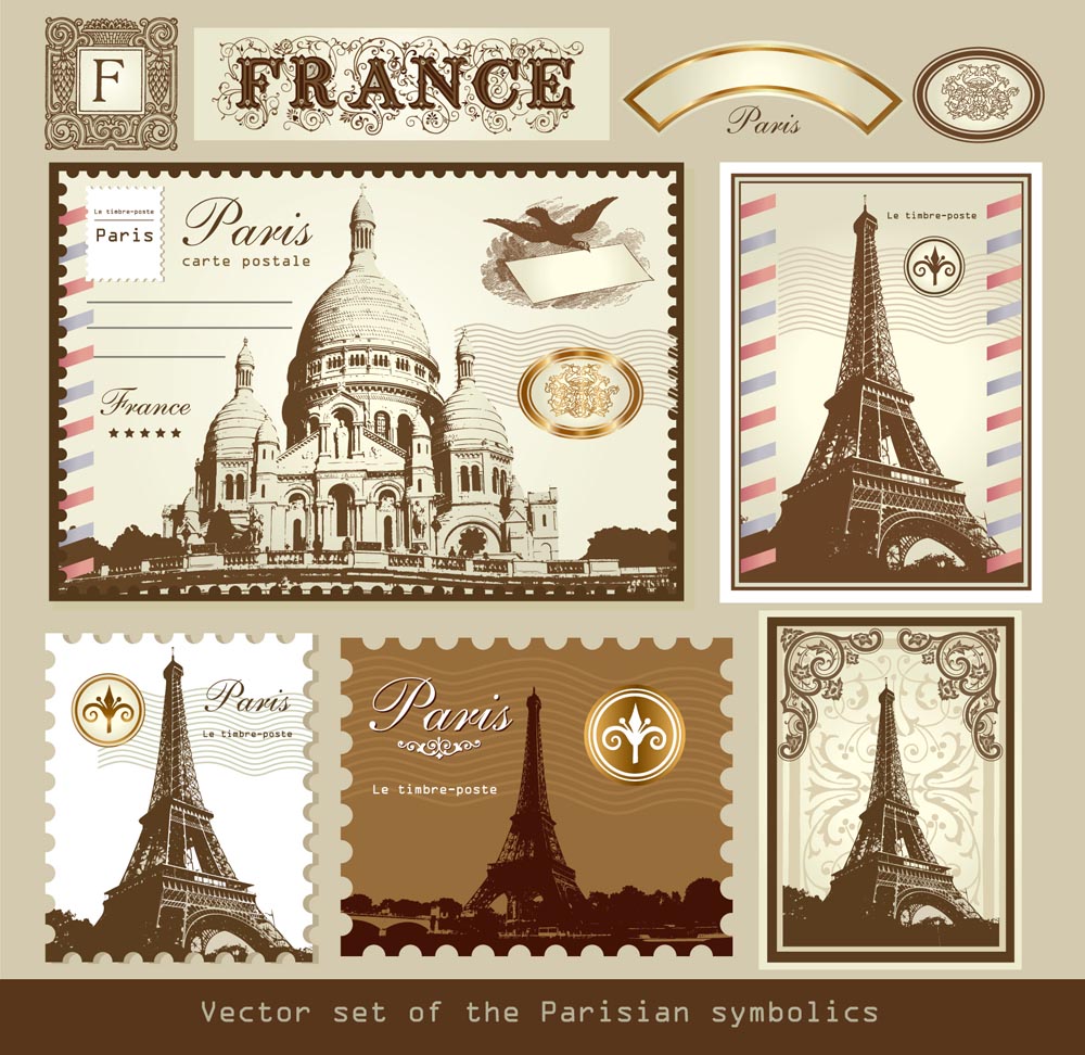 london and paris a symbol of stamps 01 vector