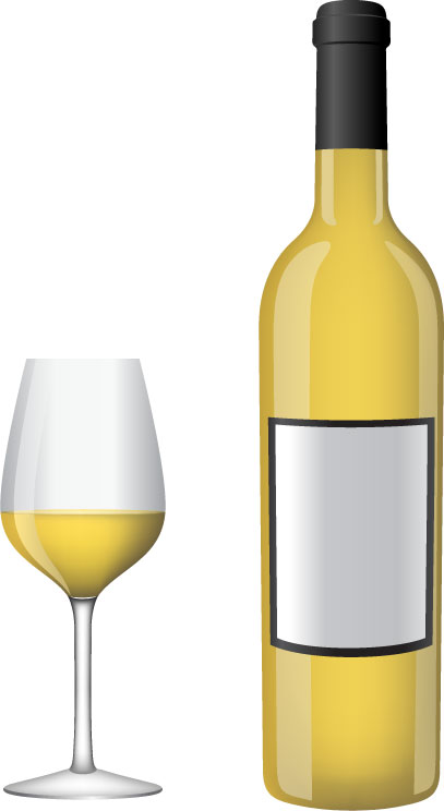 white wine bottle and glasses vector