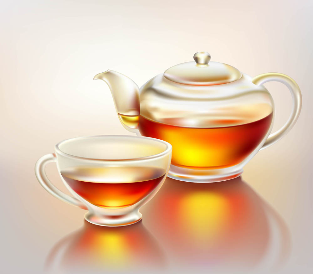 realistic cup and kettle 02 vector