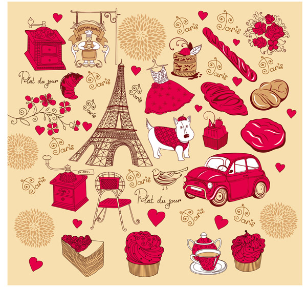 french red rose theme vector