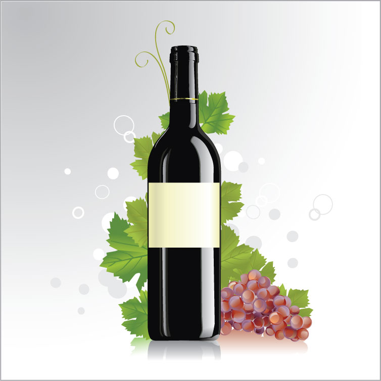 several wine bottles and glasses vector